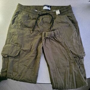 Olive Cargo Beach Bros Pants with Drawstring